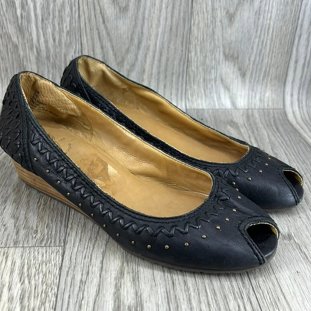 Frye leather PeepToe  Tess Skimmer Stacked Heel